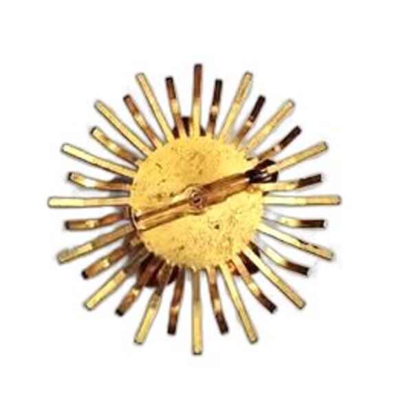1960s Vintage Starburst or Sunburst Brooch with Pink Rose - Picture 3 of 3